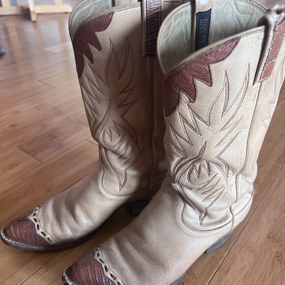 Dan Post Shoes - Dan Post Cream Leather Lizard womens cowboy boot 8.5
